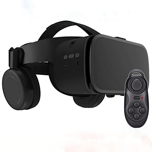 Auriculares Realidad Virtual 3D VR con Control Remoto, Visor Estéreo VR para Películas Y Juegos IMAX Gafas VR Inalámbricas Bluetooth Compatibles con iPhone iOS/Android 4.7-6.3 ( Color : Black , Size