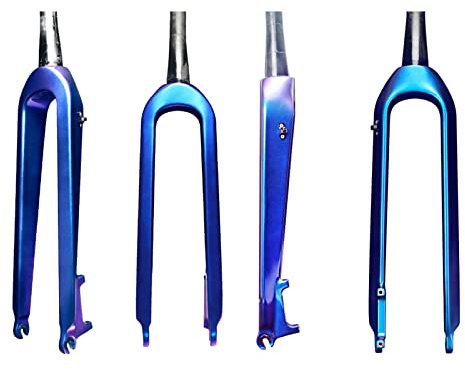 Forcelle rigide in Carbonio per Mountain Bike 26/27,5/29 Forcella MTB Freno a Disco 1-1/8 Forcelle Anteriori superleggere Senza Filettatura Tubo Dritto/Conico da 28,6 mm,Blue,27.5