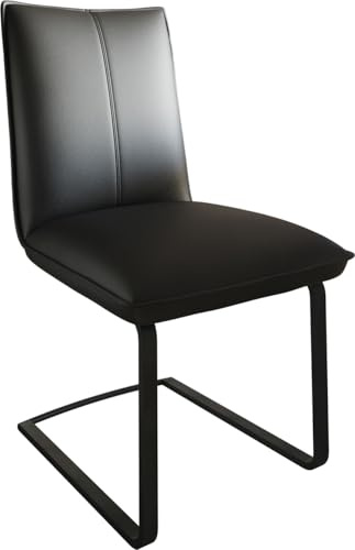 Schwingstuhl Lelio-Flex Freischwinger flach Schwarz Echt-Leder Schwarz | Taschenfederkern