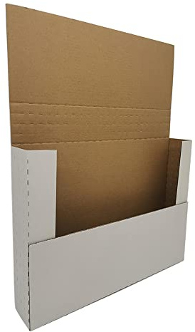 Rnisda 50 Pack 12.125x9.125x2'' Easy-Fold Corrugated Mailers, Height adjustable Small Shipping boxes for Packaging Mailing books, white (W1292E50)
