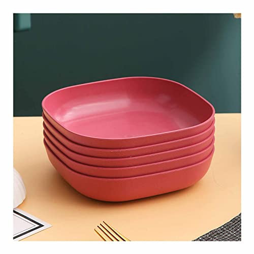 Mgiahekc Juego De Platos Llanos De 5 Platos Cuadrados De 14,5 Cm Para Aperitivos Caseros Para Comidas Diarias, Golosinas, Fiestas,Rojo,5pcs