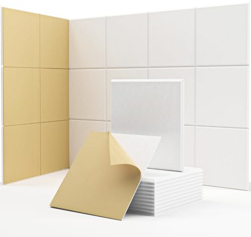 Pannelli Fonoassorbente Autoadesiva, 18 Pezzi Pannelli Insonorizzanti Alta Densità per la Decorazione della Parete e il Trattamento Acustico, Pannelli Isolamento Acustico (30x30x0.9cm)