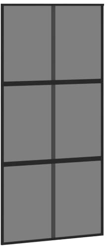 vidaXL Puerta Corredera, Puerta Corrediza, Panel de Privacidad, Puerta Decorativa para Granero Hogar, Vidrio Templado y Aluminio Negra