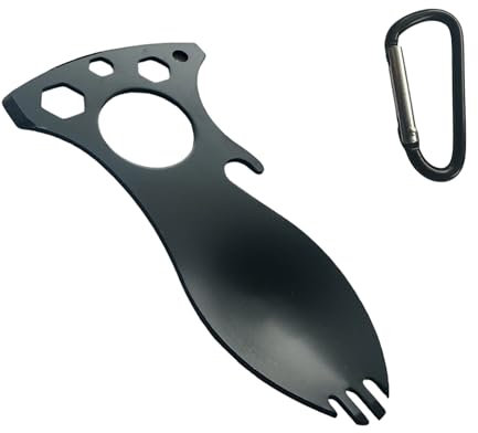 SK Wild Ones® Outdoor Göffel - Edelstahl Mit 11 Funktionen - Bushcraft Gabel Löffel Camping Set - Reise Besteck Set - Multitool Camping - Outdoor vanlife zubehör Set Camping…