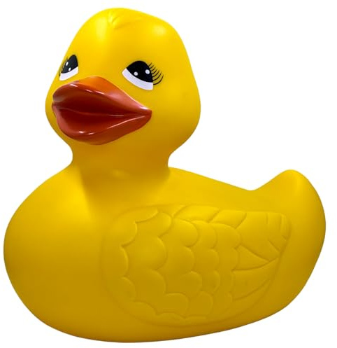 MIJOMA Anatra di gomma gigante da bagno | Compagno di giochi acquatici perfetto per bambini e adulti | Materiale di alta qualità e durevole | Versione XXL con altezza di 25 cm (giallo)