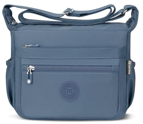 JUYANO Umhängetasche Damen Mittelgroß, Nylon Damen Umhängetasche mit mehreren Taschen Wasserdicht Leichte Crossbody Bag Damen Verstellbarer Breitem Freizeit für Einkaufen Reisen Schule