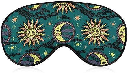 Reise-Schlafmaske für Männer und Frauen, kompatibel mit Vintage-Astrologie, Stern, Sonne, Mond, Augenbinde, leicht und bequem, verstellbare Augenmasken, Nacht-Augenbinde, Augenschutz zum Schlafen, R