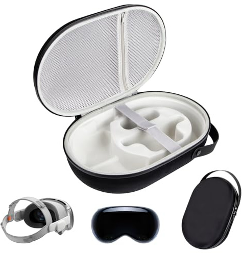 Qoosea Carrying Case Compatible for Apple Vision Pro, Hard EVA Protective Case with Handle, Lightweight Waterproof Travel Large Space VR Portable Storage Bag - Black