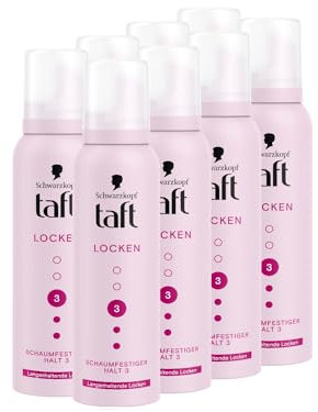 Schwarzkopf Taft Schaumfestiger Locken (8x 150 ml), Haltegrad 3, Haarschaum für langanhaltende Locken, vegane Formel*