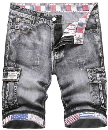 Générique Shorts En Jeans Homme Pas Cher Pantalons Courts Rétro Baggy Outdoor Casual Jeans Bermuda Sport Pantalon Avec Poche Pantacourt De Plage Travail Vacances