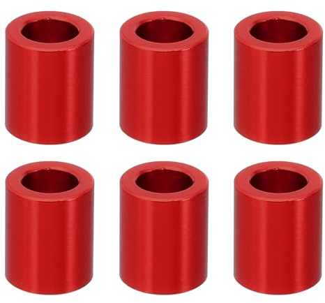 PATIKIL M6 Flach Unterlegscheiben 6Stk Metall Distanzhülsen Alu 6.2mm ID x 10mm AD x 12mm L Flach Unterlegscheiben Schraube Abstandshülsen Rund für 1/4 oder M6 Schraube Bolzen Rot