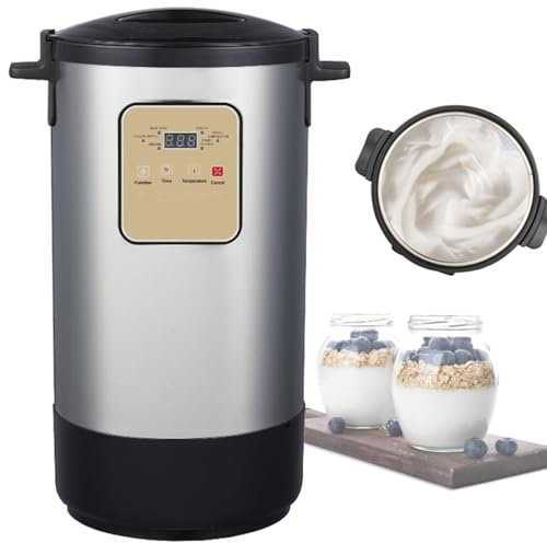 Quixnova Máquina automática para Hacer Yogur Natto de 12 litros - Control de Temperatura y Tiempo Ajustables - Interior de Acero Inoxidable - para el hogar Cocina Bar Enzimas Arroz Vino Masa