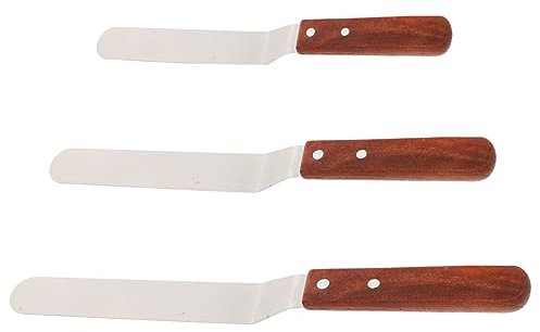 Ciieeo 3 Stück Cremespatel Küchenbedarf Holzgriffspatel Küchen Backspatel Tragbarer Kuchenspatel Backbedarf Backzubehör Butterspatel Edelstahlschaber