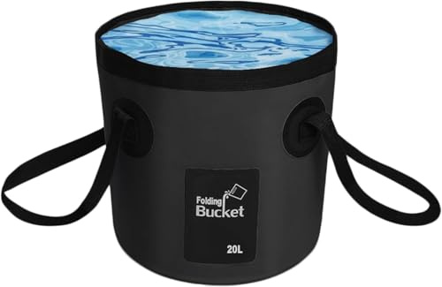 Cubo Plegable, Cubo de Camping portátil con asa, Cubo de Lavabo Ultraligero para Exteriores, Cubo Plegable para Pesca, Camping, Senderismo, Lavado de Coches y más (Negro 20L)