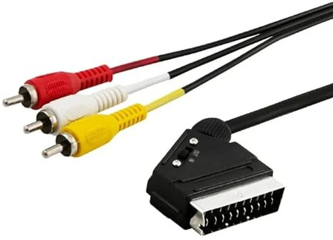 Zarivy Conector macho Euroconector a 3 RCA, cable de 1,5 m, ideal para conectar sistemas de audio y video a dispositivos compatibles.