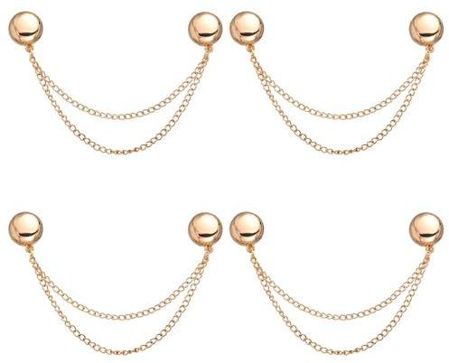 4pcs Magnetic Clothing Clips, Multi-Function Magnetic Button Clips Pinless Magnet Clothing Pins Clothing Accessories for Sleeves Skirts Dresses (Gold)