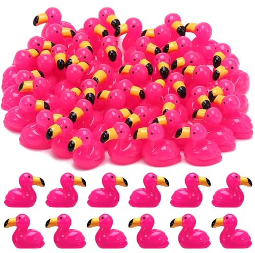 GSrenyu 50 Pcs Mini Flamingos 14 Styles Tiny Garden Flamingo Resin Animals | Cute Mini Flamingo Gifts for Garden Micro Landscape Dollhouse Home Office Party Cake Decor