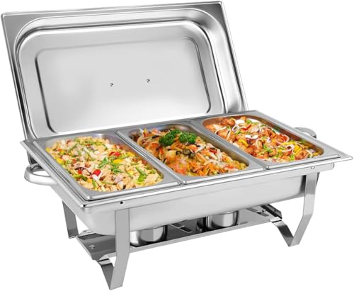Chafing Dish Buffet Set, 7.5L Stainless Steel Buffet Dishes Warming Set with 1/3 Food Pan, Lid, Fuel Holder for Event Party Holiday