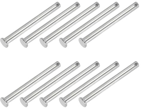 PATIKIL 8 x 80 mm Pasadores de Horquilla de un Solo Orificio, 10 Piezas de Pasadores de Cabeza Plana de Acero Inoxidable 304 para Sistemas de Bloqueo de Pasador de Enganche, Plateado