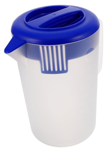 Amosfun Caraffa Di Plastica Trasparente Coperchio Manico Ergonomico Tacche Di Misurazione Bocca Larga Per Limonata Tè Freddo e Altre Bevande