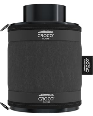 Croco - Aktivkohlefilter Grow - Kohlefilter für Growzelt - Growbox, Growzelt, Hydrokultur, Zuchtzelte Zubehör - für effektive Luftfiltration, gegen unangenehme Gerüche - 160-240 m³/h fi100mm h200mm