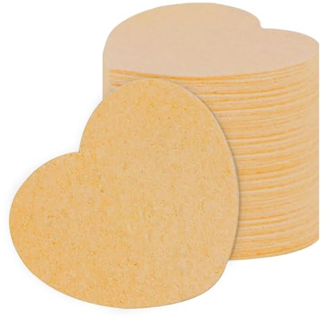 Yaztauho Esponjas faciales comprimidas, 20 esponjas de lavado facial, esponja de limpieza facial en de corazón, máscara exfoliante, eliminación de maquillaje, color de piel