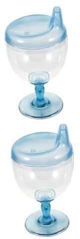 BESPORTBLE Gobelet Enfant Anti-Chute 180ml En Plastique Transparent Bleu Avec Couvercle - Tasse D'Apprentissage Léger Et Pratique Pour Jus Lait Et Eau Idéal Pour Fêtes Et Utilisation
