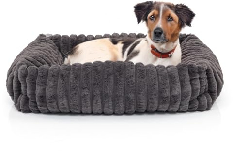 Wallace & Jones | Hundebett Mary - anthrazit | M | ca. 71 x 58 x 18 cm | weicher Schlafplatz, Breitcord Optik, Hundekörbchen