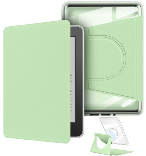 360 graders roterande fodral för 6 tum Kindle Paperwhite (7:e generationen-2015 Release), avtagbar magnetisk design skyddande justerbar stativskydd klar baksida med automatisk vila/vakna, ljusgrön