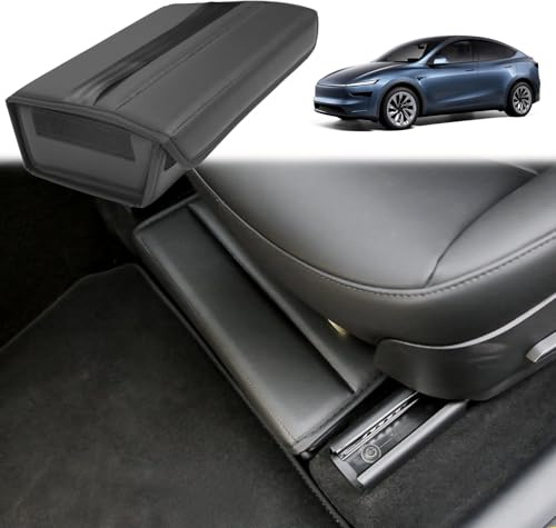 GAFAT Tesla Model Y 2021-2024 Under Seat Organiser, Tesla Model Y 2024 Storage Box Made of PU Leather and Magic Sticker, Main Driver & Passenger