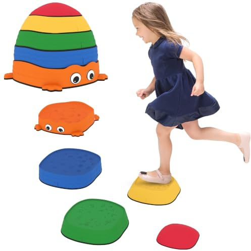 AIYAPLAY Balanciersteine für Kinder Rutschfeste Trittsteine 5 Stück | Sensorisches Spielzeug, für Kinder 2-8 Jahren, für Gleichgewicht Motorik & Fantasie, Drinnen und Draußen