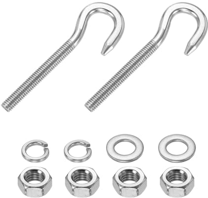 PATIKIL 2 Pcs Bullone A Gancio M6, Bullone Ad Occhiello In Acciaio Inox 2.3 Pollici Con Dado