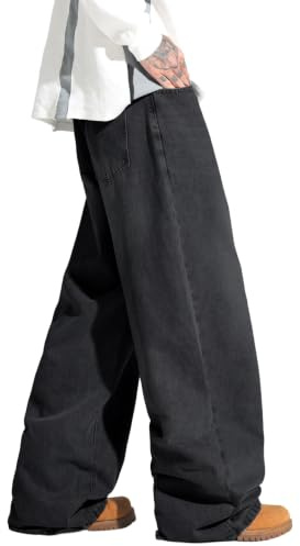 Zewool Jean Baggy Homme Coupe Large Hip Hop Street Skater Pantalon Denim | Coupe large à jambe droite,jeans skater à jambe large,pantalons en denim décontractés,Y2K skateboard streetwear