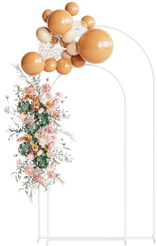 HEYZOEY Hochzeitsbogen, 220 cm, 180 cm, Metall Ballon Bogen Set von 2, Weiß Hochzeitsdeko für Zeremonie, Geburtstag, Party Dekoration