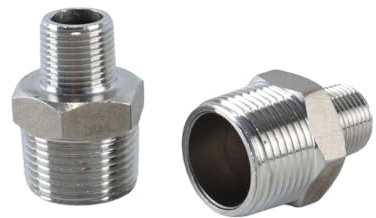 Gutol 2 piezas de casquillos hexagonales reductores de acero inoxidable 304 de rosca macho de 3/4 de pulgada a rosca macho BSP de 3/8 de pulgada para la conversión de conexiones de tuberías.