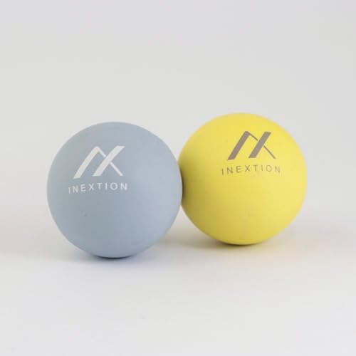 INEXTION - Therapy Massage Balls (2-Pack), High-Density Fascia Balls for Targeted Muscle Relaxation & Daily Recovery - 50D & 65D Hardness Options (Tranquil Blue + Dawn Yellow (65D+50D))