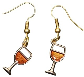 Miniblings vinglas örhängen hängande dryck vin bar dryck förgylld orange – handgjorda modesmycken | örhängen förgyllda