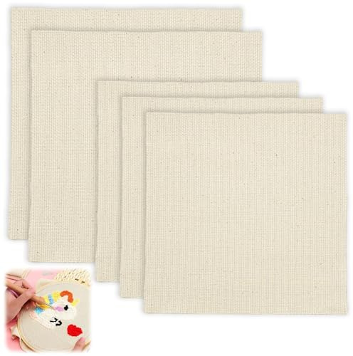 5 Stück Mönchstoff Punch Needle, Primäres Tufting Tuch, 30x30cm/45x45cm | Tufting Stoff, Baumwollstoff Tufting Cloth, Baumwoll Punch Needle Stoff für DIY Handgefertigte, Stickereien, Stanznadel