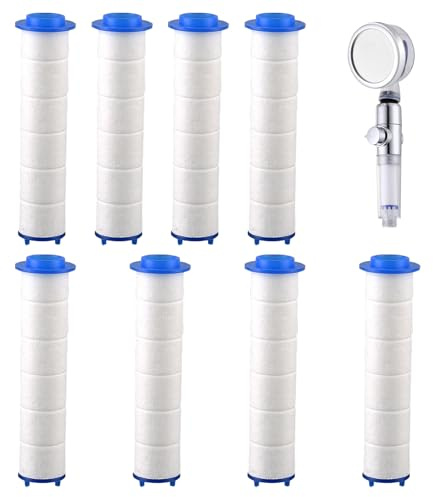 8 Piezas Filtros de Ducha de Algodón PP, 9,5 x 2 cm, Filtro de Ducha Antical, Elimina Impurezas y Cloro del Agua, Limpian el Núcleo del Agua, para Cabezal de Ducha Desmontable