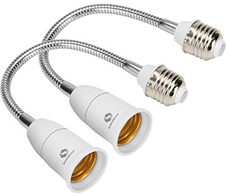 E27 Flexible Light Bulb Lamp Socket Adapter Extender/Adjustable Edison Bulb Socket Extension for Home Light Fixtures/LED Grow Light Socket Stand etc (11.8inch)