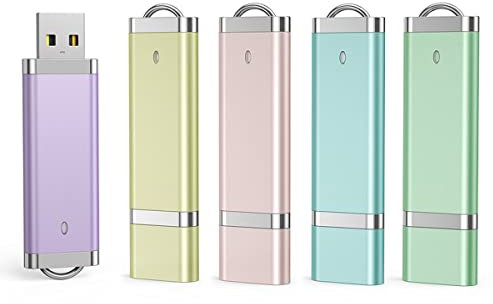 Aiibe 5 Pack 8GB Flash Drive USB Flash Drive Thumb Drives Colorful 8G USB 2.0 Memory Sticks (5 Mixed Colors: Blue Green Yellow Pink Purple)