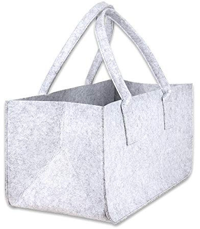 Schramm® 1 oder 2 Stück Filztasche Tasche aus Filz in hellgrau 50x25x25 cm Kaminholztasche Holzkorb Einkaufstasche Filzkorb Zeitungskorb Shopper Taschen Filztaschen, Anzahl:1