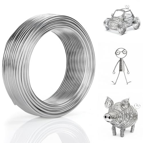 Belle Vous Silberner Aluminium Draht zum Basteln (10m) – Flexibler & Biegsamer Draht 3mm – Draht für Ringe, Schmuck, DIY-Skulpturen, Skelettmodellierung, Kranzherstellung & Bonsai-Bäume