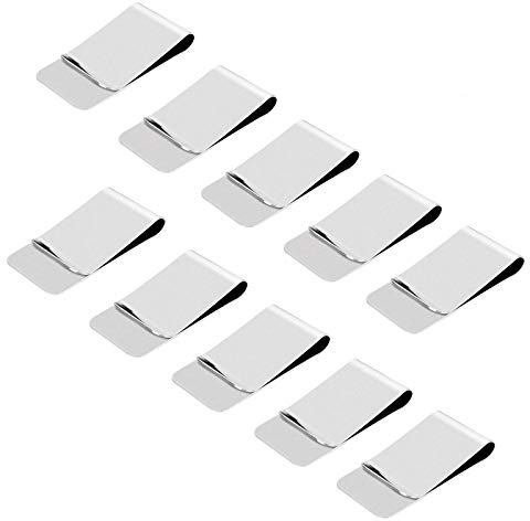 TAZEMAT 10 Stück Geldklammer Edelstahl Geldscheinklammer Silber Geldclip Money Clip zum Herren Damen Büroangestellter für Geldscheine Visitenkarte Kreditkarte Geschenk 51 x 20 x 6 MM