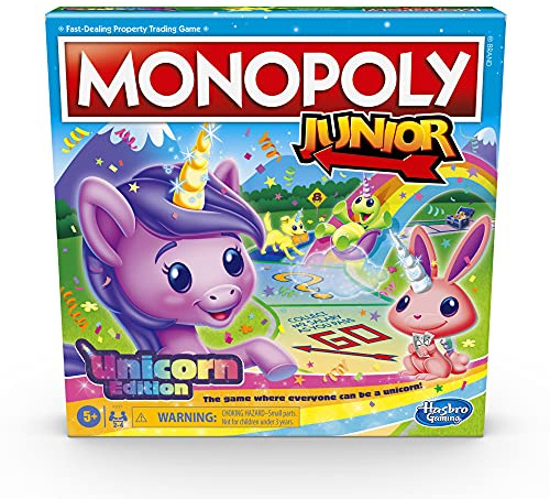 Monopoly Junior: Unicorn Edition Board Game | Magical-Themed Indoor Family Game | 2 to 4 Players | Preschool Games | Kids Gifts | Ages 5 and Up (Amazon Exclusive)