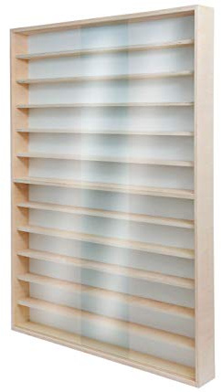 Alsino Sammlervitrine Hängevitrine für Züge Eisenbahnen Vitrine Spur HO & N Regal H0 60-90 cm 12 Fächer mit Nuten (V-90.12A)