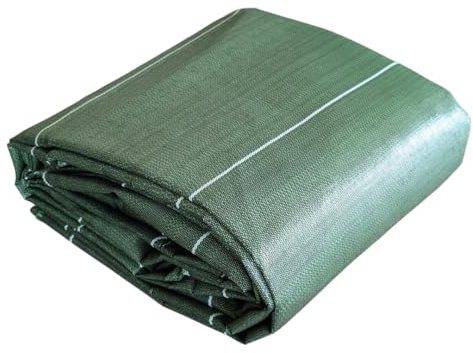Grande Largeur 4,15m 130gr m2 Toile de paillage Vert tissée Anti Mauvaises Herbes - Longueur 10m - Bache - Geotextile - Large 4M