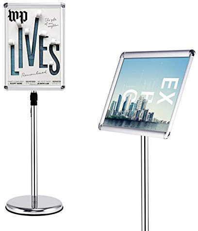 GOPLUS Infoständer Höhenverstellbar, Plakatständer Drehbar, Informationsständer DIN A3/A4, Präsentationsständer aus Aluminium, Präsentationsständer für Plakate, Farbwahl (Silber, A3)