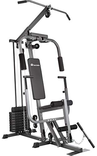 tectake® Station de Musculation Cage de Musculation Barre de Tractions Home-Trainer Module Papillon Dispositif d’Extension de Jambe Appareil Musculation Barre Musculation Sport Maison Fitness