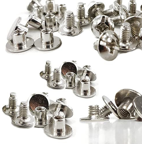 30 Stück Gürtelschrauben Füllhöhe 4mm / 5mm / 6mm, Buchschrauben Chicagoschrauben Schrauben für Leder und sonstige Verbindungen, Farbe silber, Herstellung Druckguss